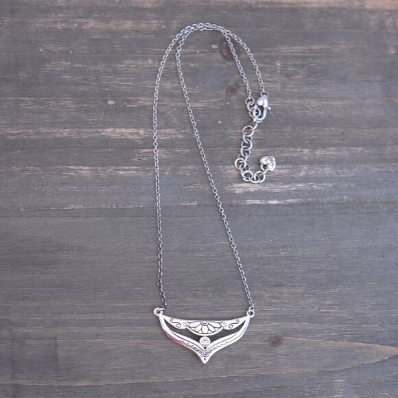 Brighton Casablanca Pendant Necklace Reversible Design Blue and Clear Crystals